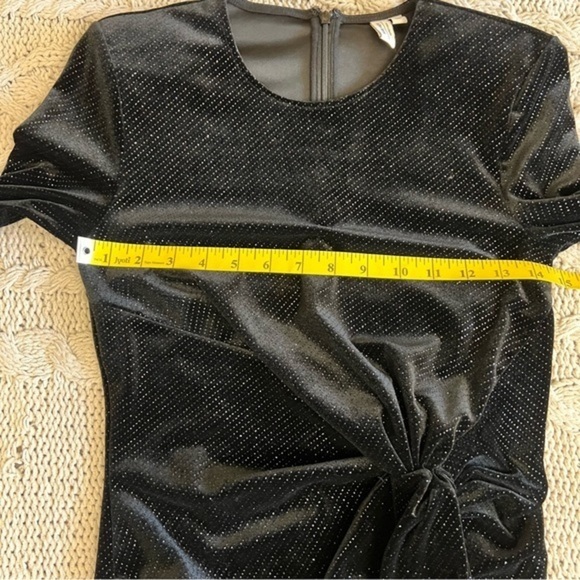 & OTHER STORIES Black Glitter Velour Padded Shoulder Mini Dress Size 2 NWOT - Picture 12 of 12